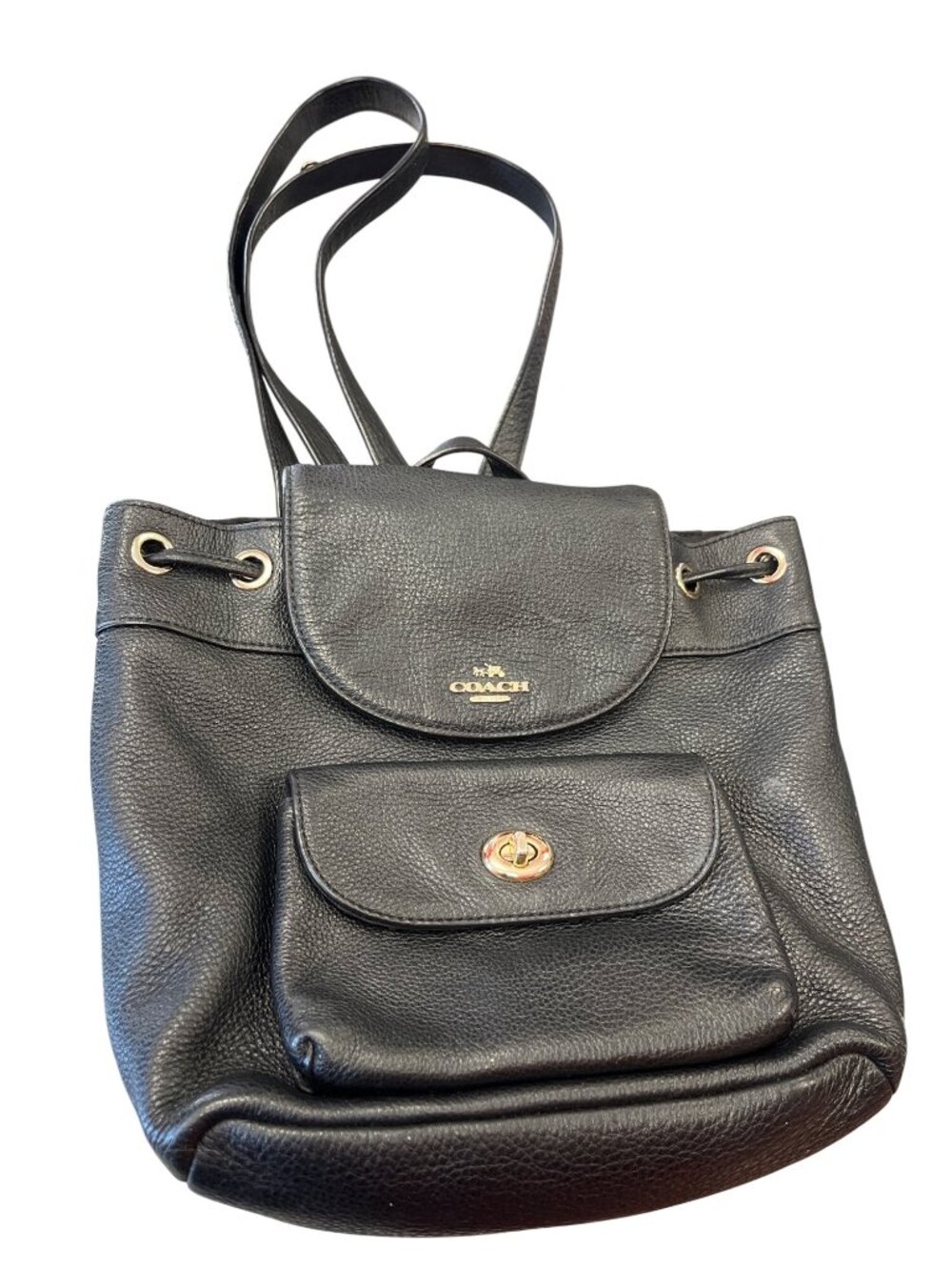 Coach F37621 wms black leather pebbled mini backpack SKU 10-048 - Picture 1 of 16